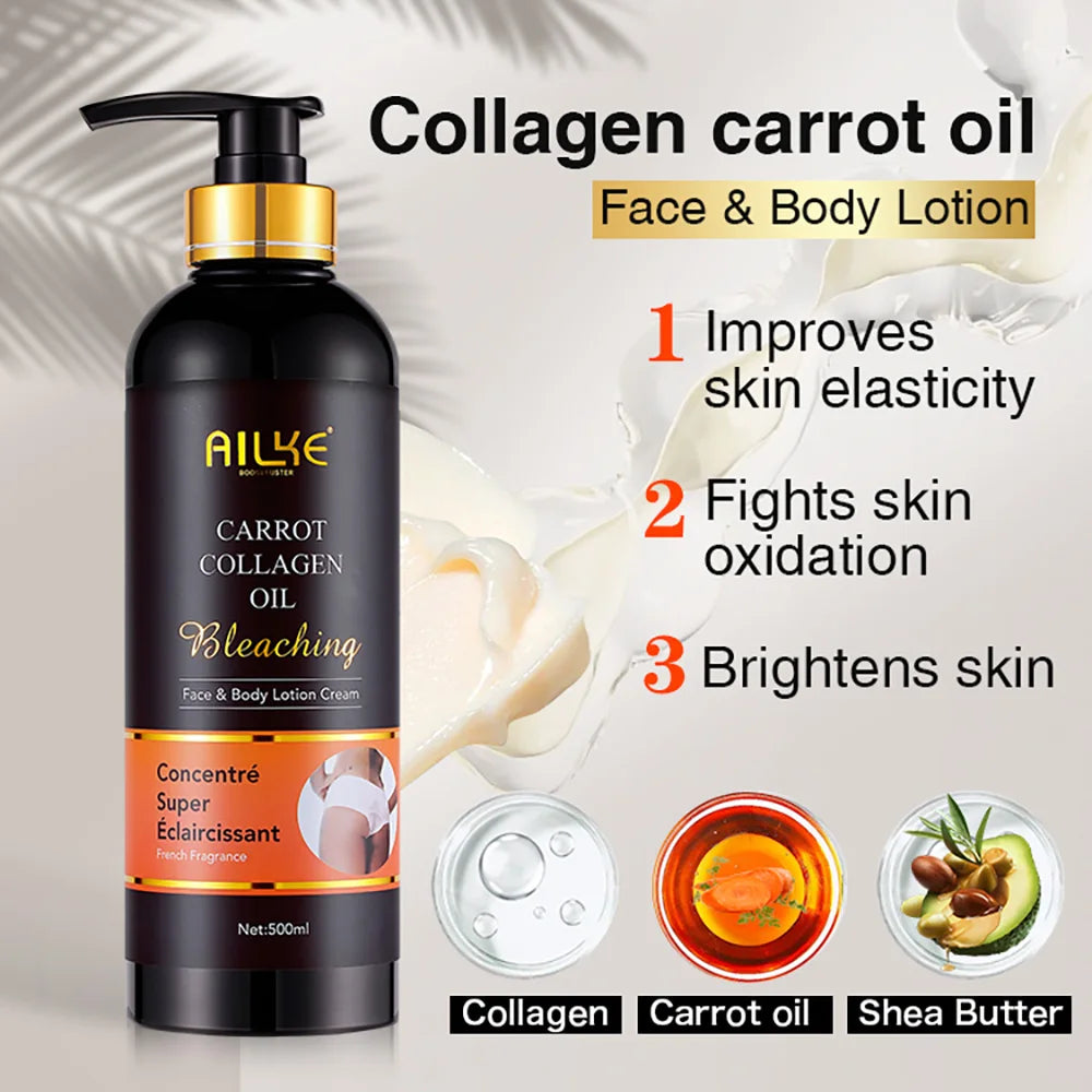 Natural Collagen Whitening Serum (100ml) + Carrot Oil Collagen Lotion (500ml)