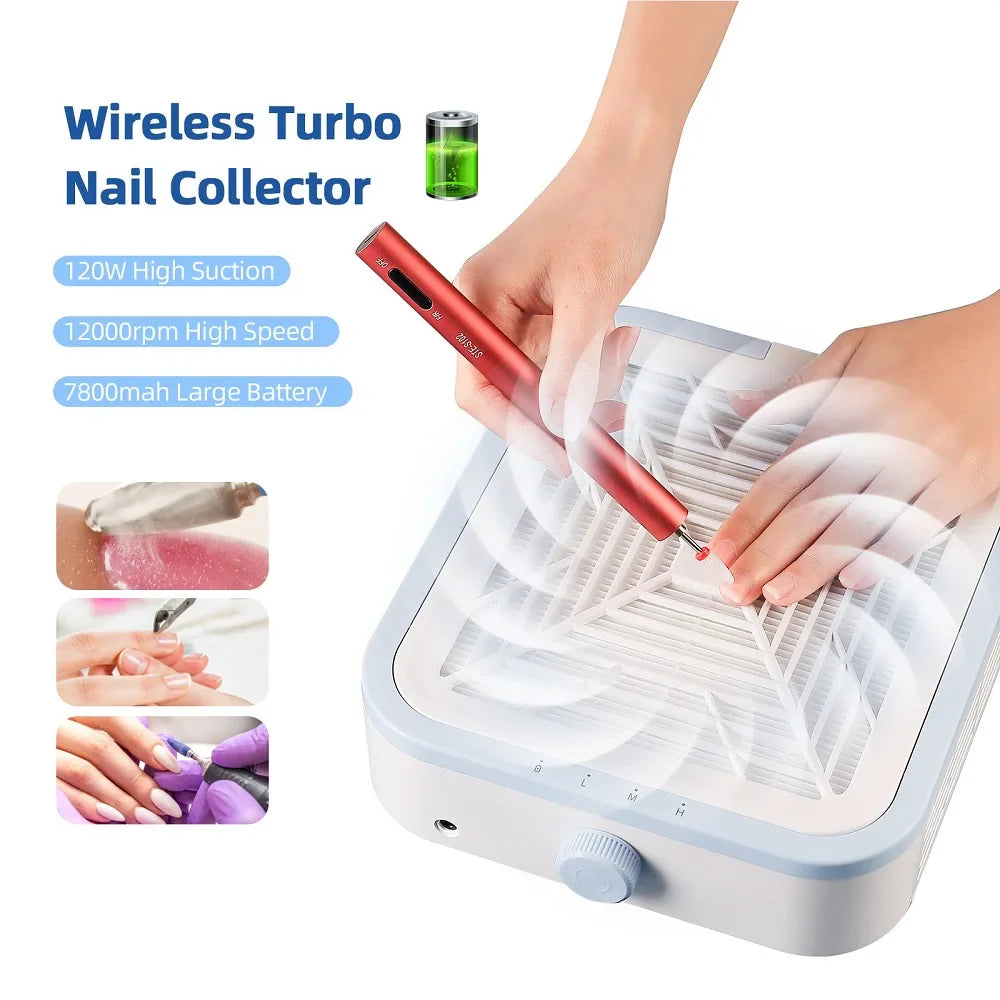 Wireless 120W Super Suction Nail Cleaner Machine